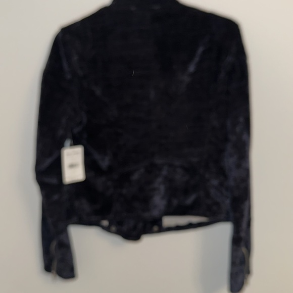 FREE PEOPLE from Dusk til Dawn Black Velvet Moto Jacket. Size Small NEW - Picture 10 of 16